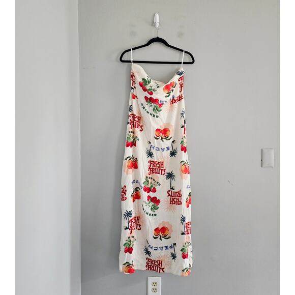 Anthropologie Paper Heart Linen Blend Fruit Maxi Dress XL - Picture 2 of 4